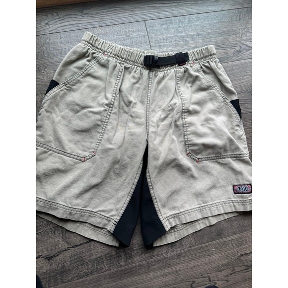 zion Other - vintage 00s Zoic mountain biking shorts khaki hiking nylon belt waist